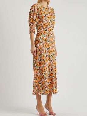 RIXO Jess Floral-Print Crepe De Chine Midi Dress